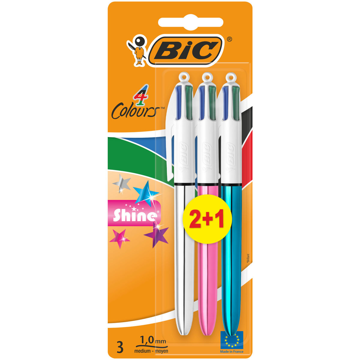 Bic 4 Colours stylo-bille rétractable 2+1 Shine