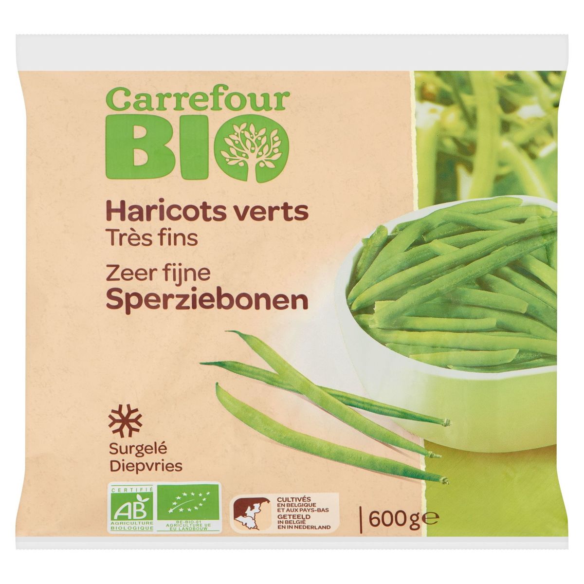 Carrefour Bio Haricots Verts Très Fins 600 g