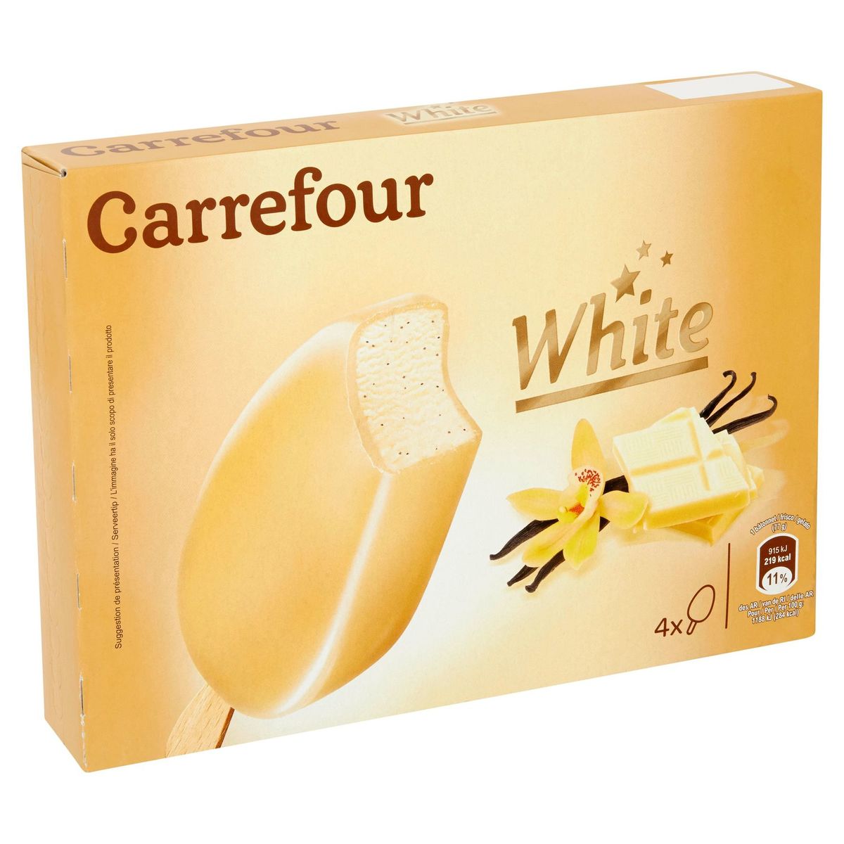 Carrefour Bâtonnets de Glace White 4 x 77 g
