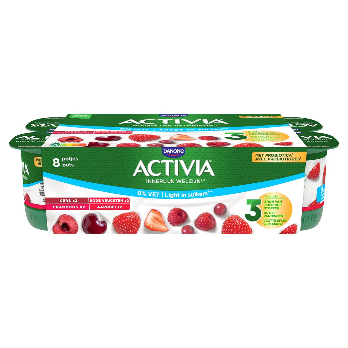 Activia Yaourt Cerise Framboise Fruits Rouges Fraise 8 x 125 g