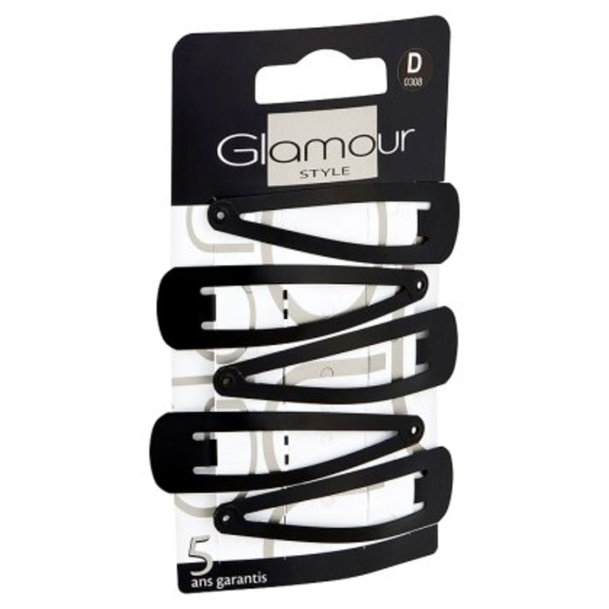 Glamour Style Accessoire pour Cheveux 5 Barrettes Clic-Clac Noires