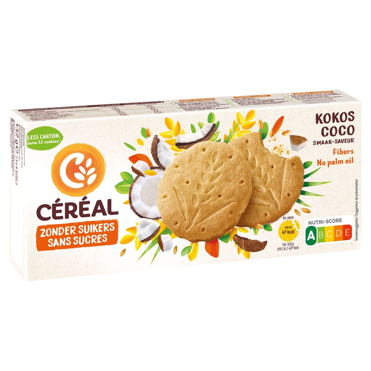 Céréal Sans Sucres Biscuits Saveur Coco 3 x 4 Pièces 132 g