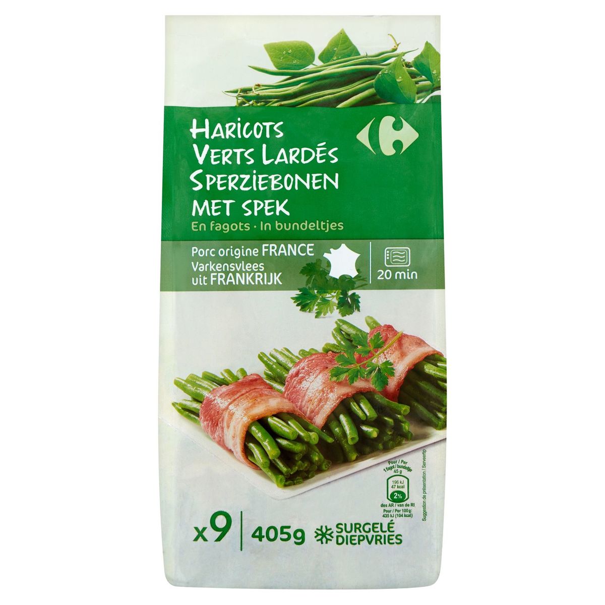 Carrefour Haricots Verts Lardés en Fagots 9 Pièces 405 g