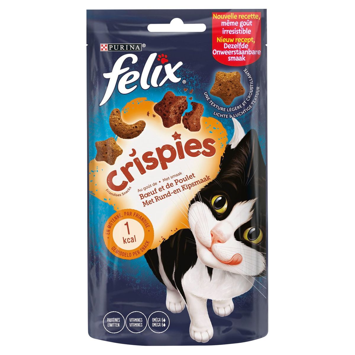 Felix Chat Crispies Friandises au Goût de Boeuf et de Poulet 45 g
