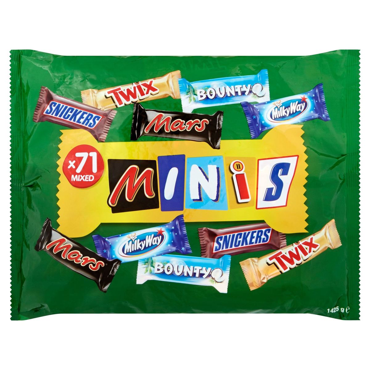 Minis Snickers, Twix, Mars, Bounty, Milky Way Mixed 71 Pièces 1425 g