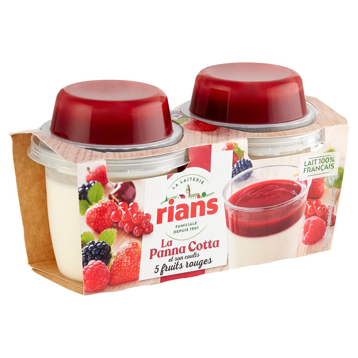 Rians La Panna Cotta et Son Coulis 5 Fruits Rouges 2 x 120 g