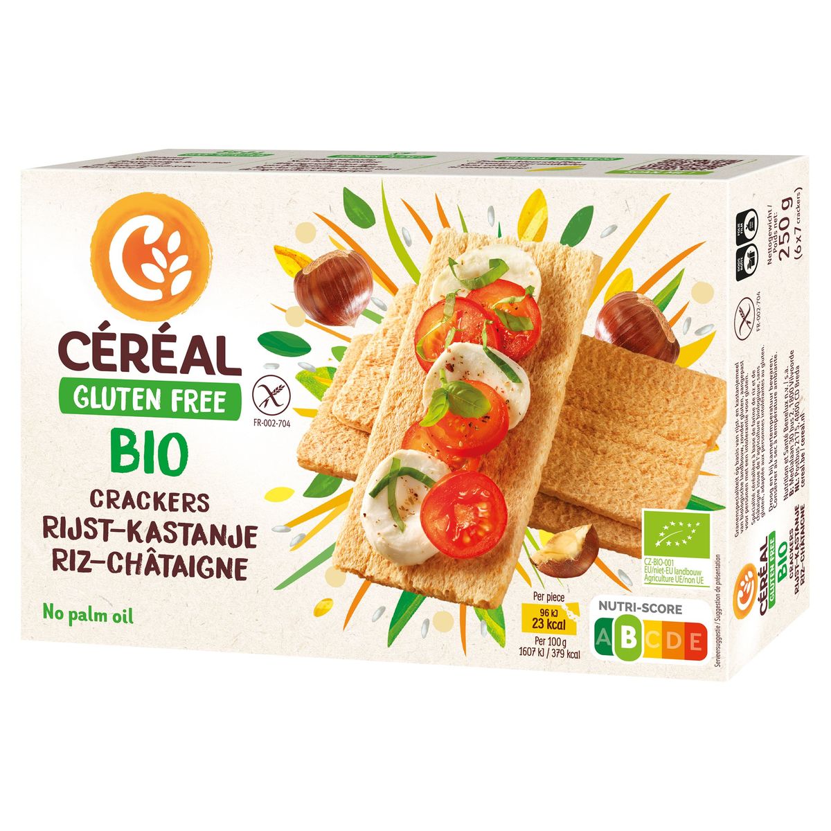 Céréal Gluten Free Bio Crackers Rijst-Kastanje 6 x 7 Stuks 250 g