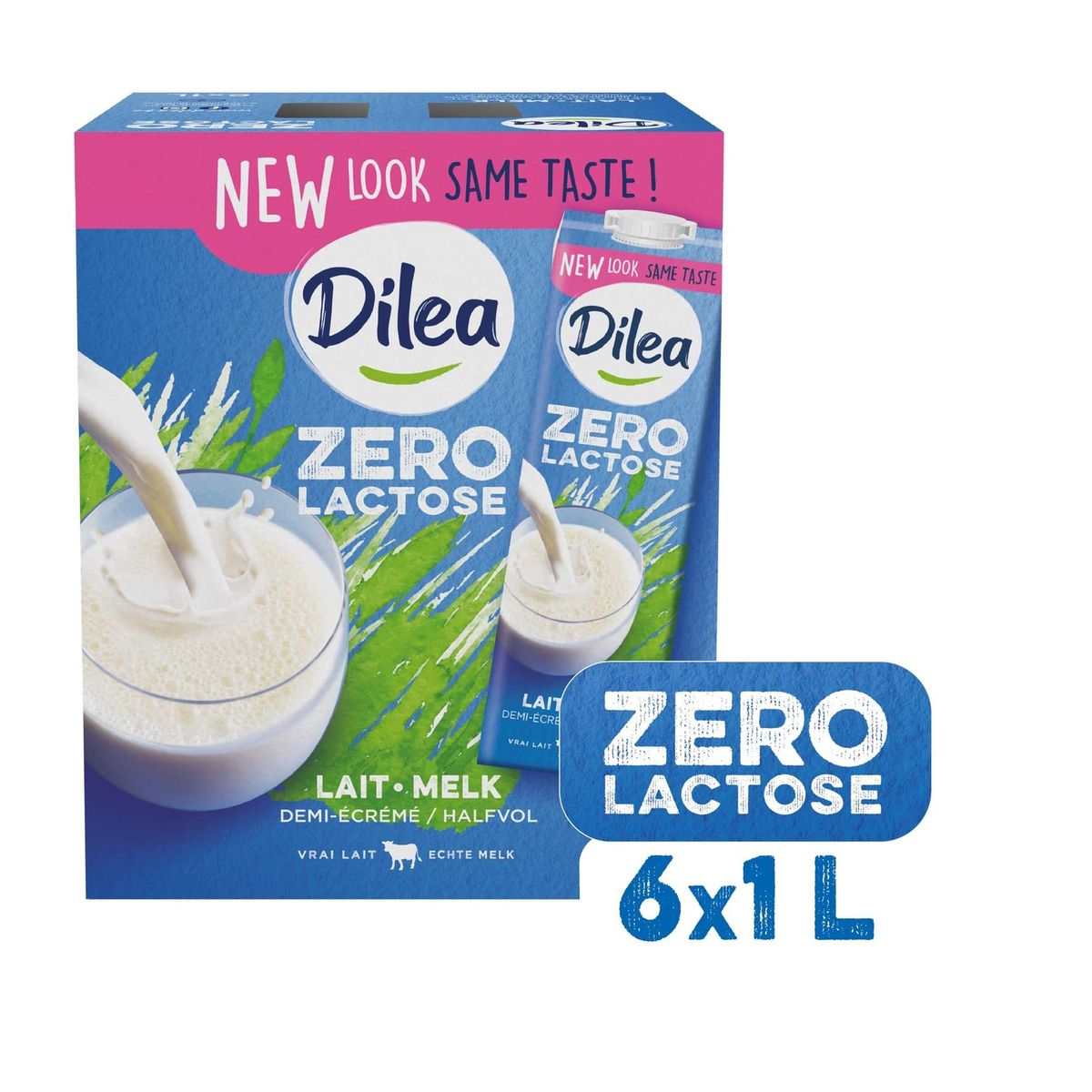 Dilea Zero Lactose Lait Demi-écrémé 6 x 1 L