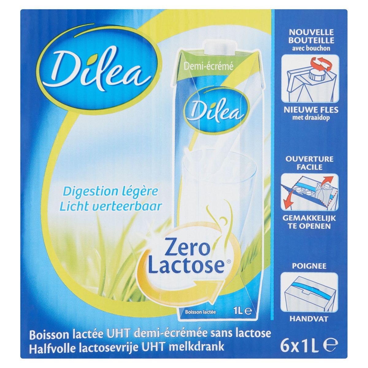 Dilea Zero Lactose Melkdrank Halfvol 6 x 1 L