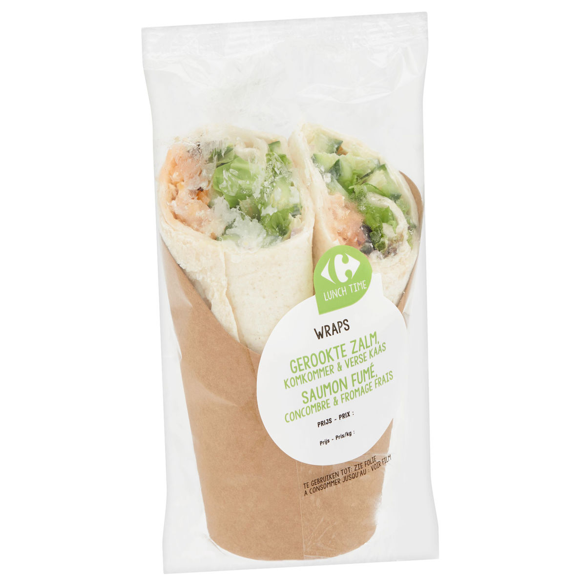 Carrefour Lunch Time Wraps Gerookte Zalm, Komkommer & Verse Kaas 210 g