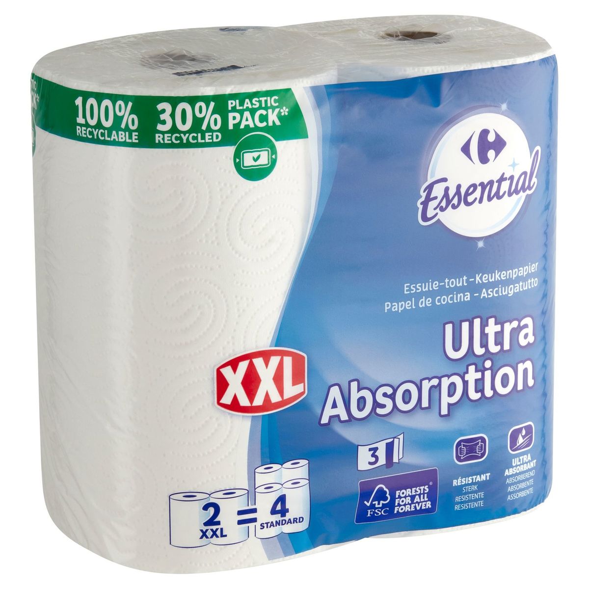 Carrefour Ultra Absorberend XXL Keukenpapier 3 Lagen 2 Rollen