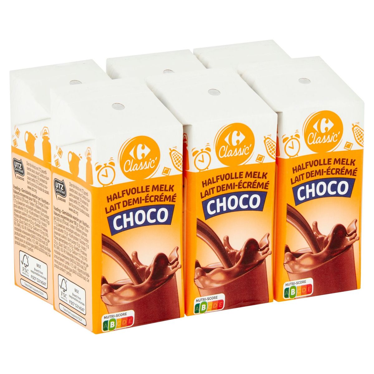 Carrefour Classic' Halfvolle Melk Choco 6 x 200 ml