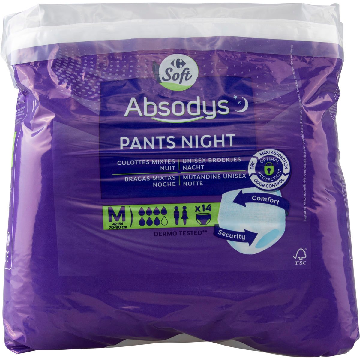 Carrefour Soft Absodys Pants Night Unisex Broekjes Nacht M 14 Stuks