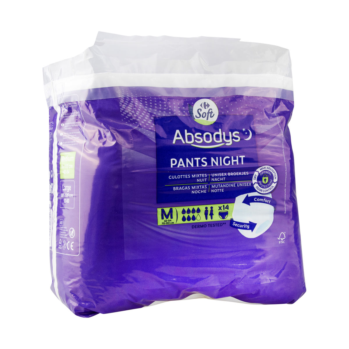Carrefour Soft Absodys Pants Night Unisex Broekjes Nacht M 14 Stuks