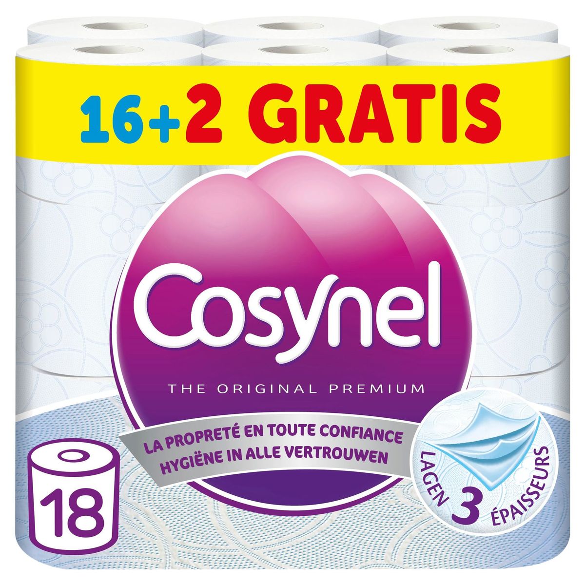Cosynel The Original Premium Blauw Toiletpapier 3 Lagen 16+2 Rollen