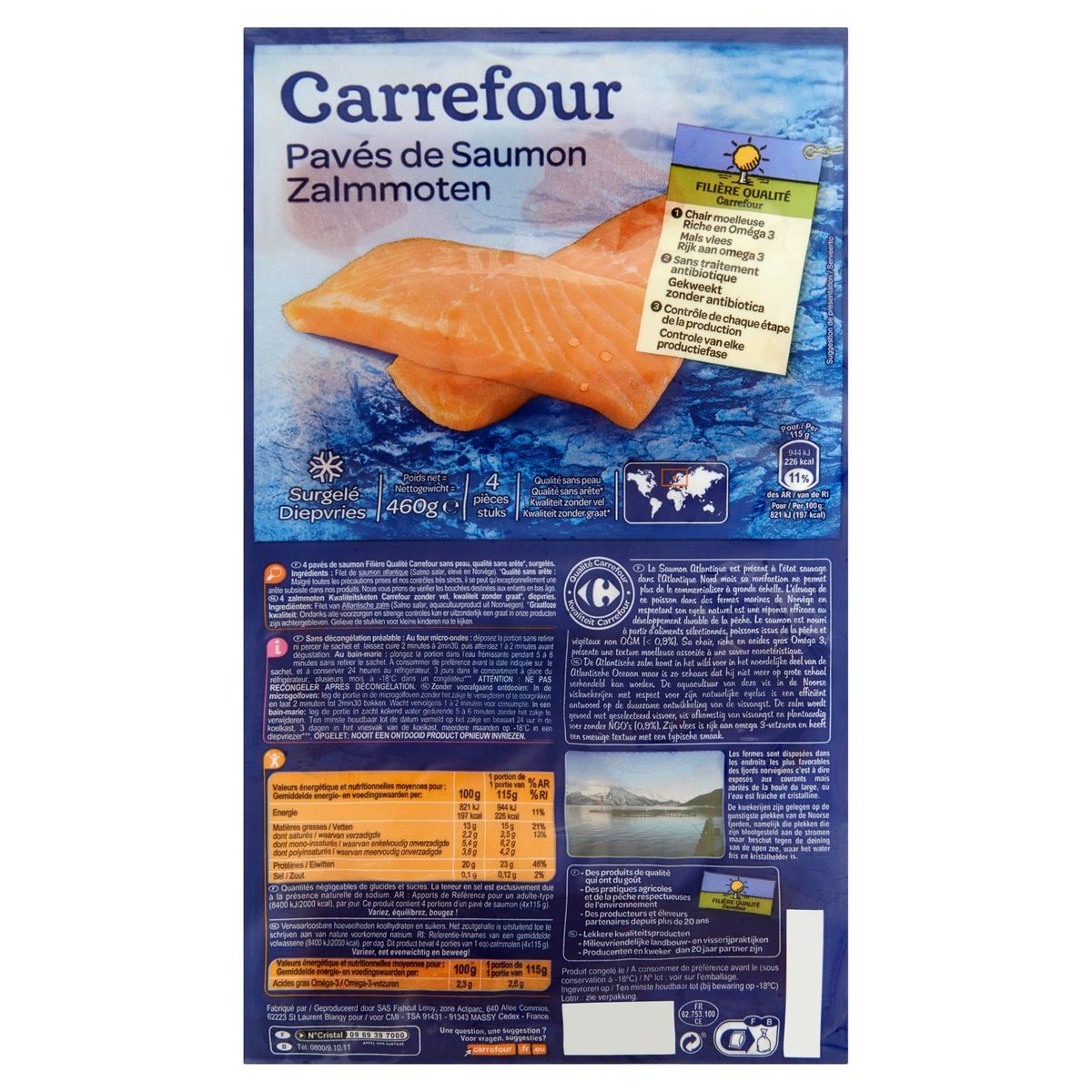 Carrefour FQC Pavés de Saumon 4 Pièces 460 g