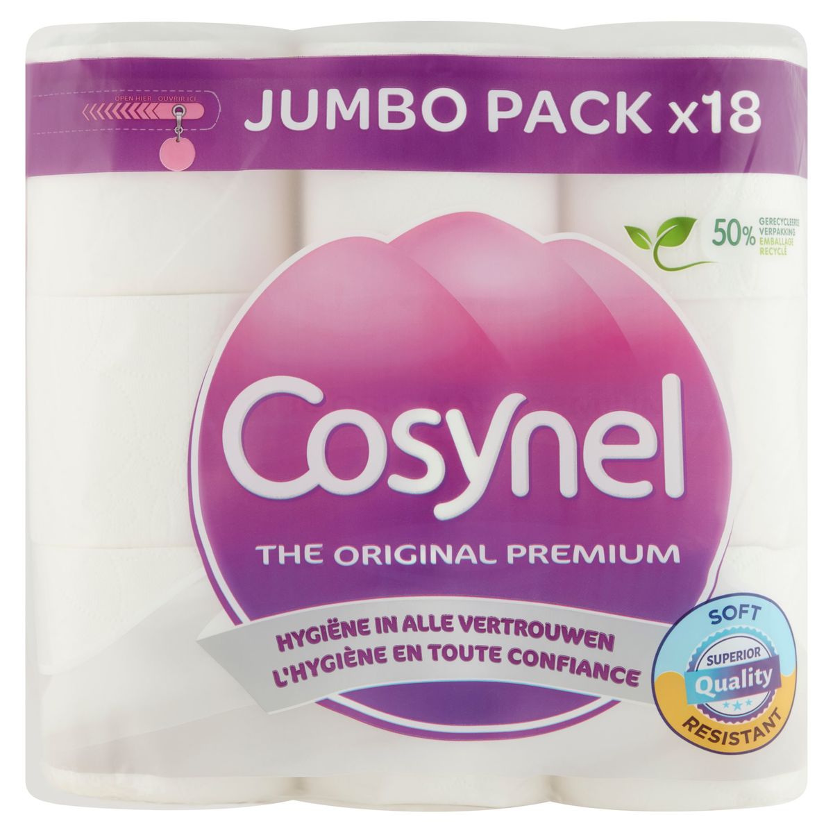 Cosynel The Original Premium Wit Toiletpapier 3-Lagen Jumbo Pack 18 Rollen