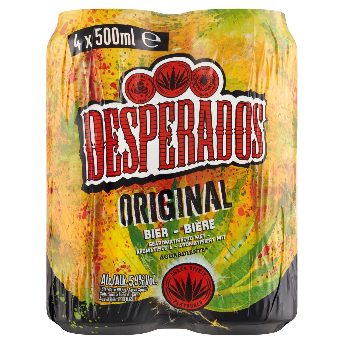 Desperados Original Bier Gearomatiseerd met Aguardiente 4 x 500 ml