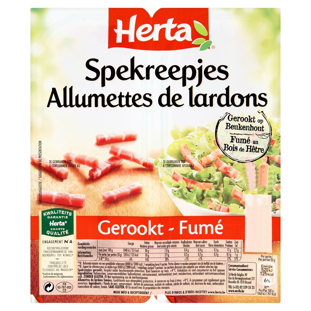 HERTA Allumettes de Lardons Fumé 2 x 100 g Carrefour Site