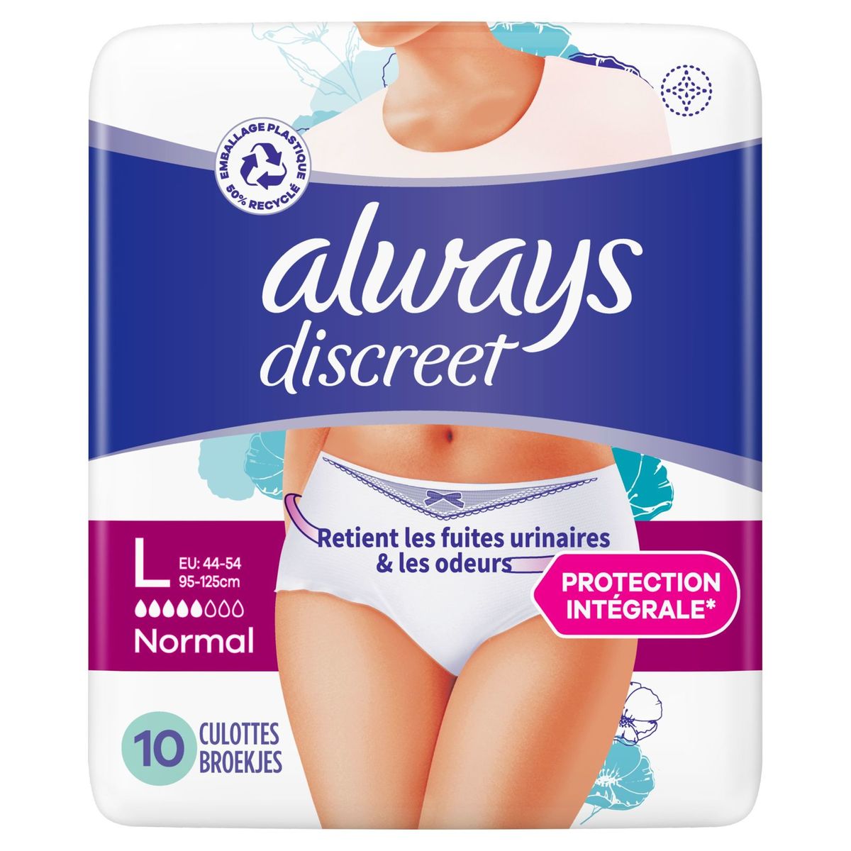 Always Discreet Culottes Pour Fuites Urinaires Femme Normal Taille L x10