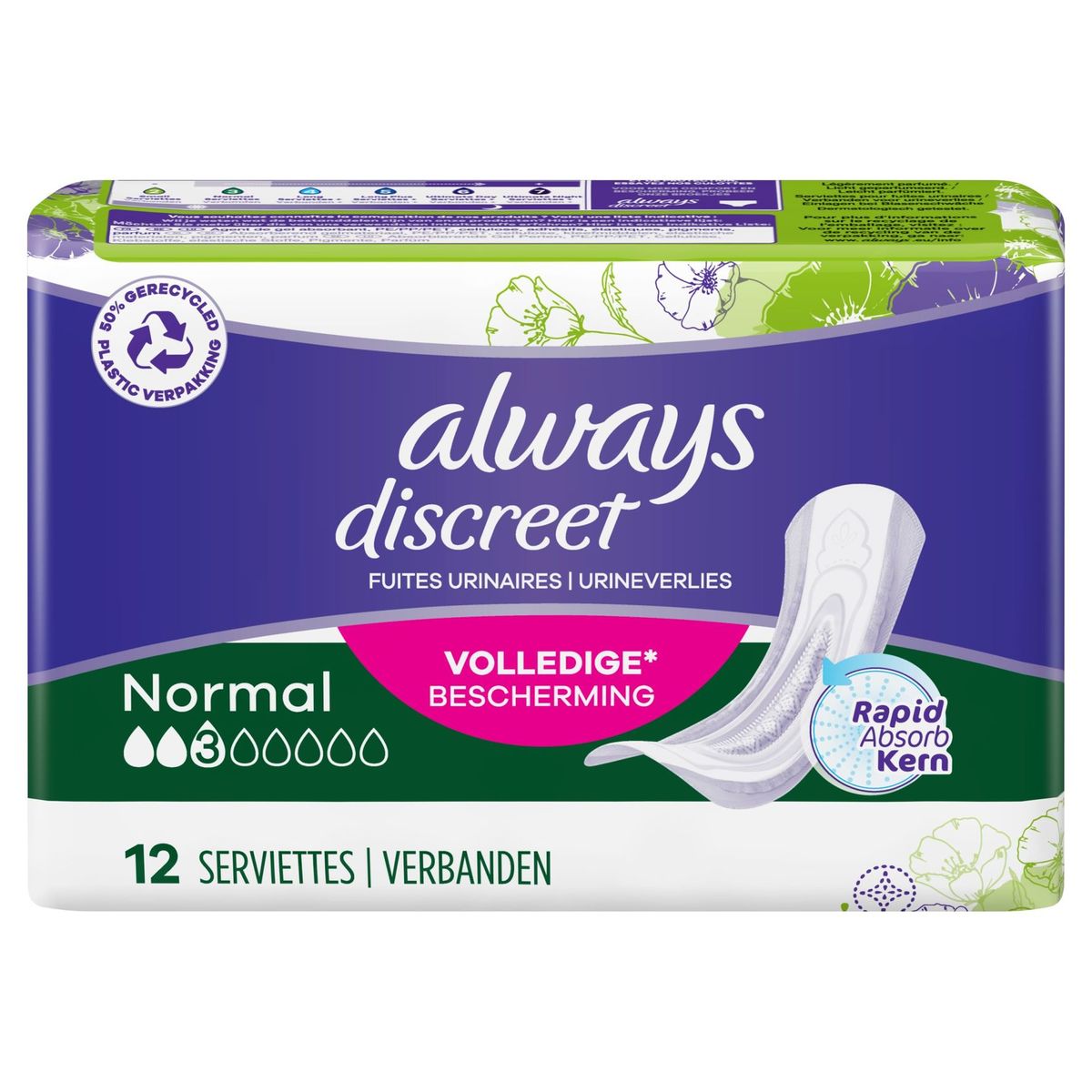 Always Discreet Serviettes Pour Fuites Urinaires Normal x12