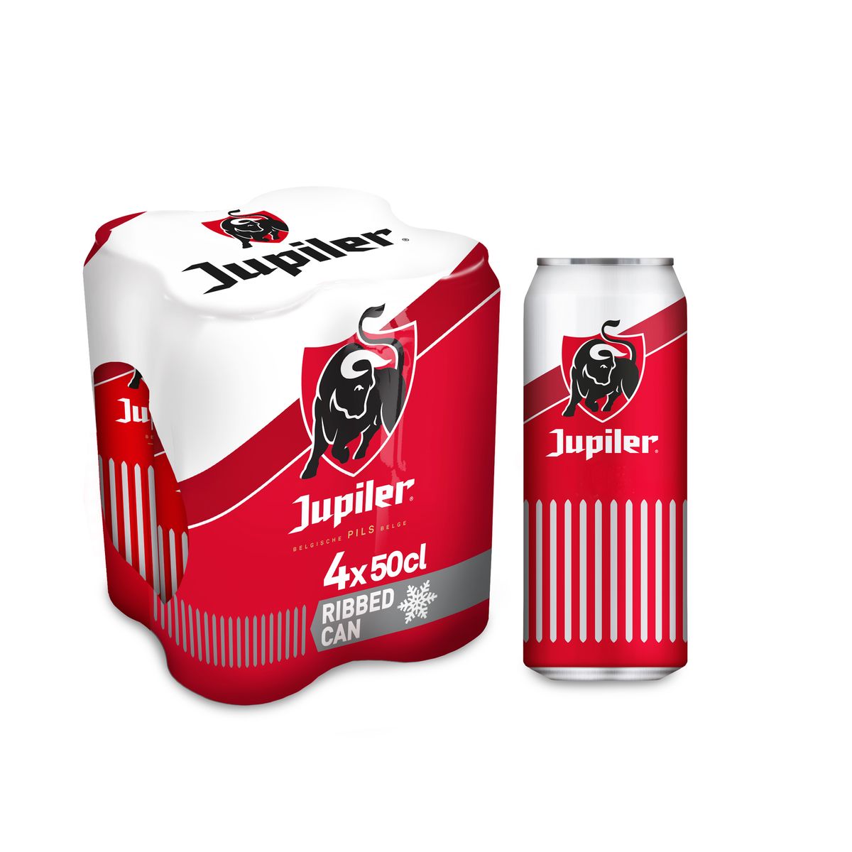 Jupiler Blond Bier Pils 5.2% Alc 4 x 50 cl Blikken Cold Grip