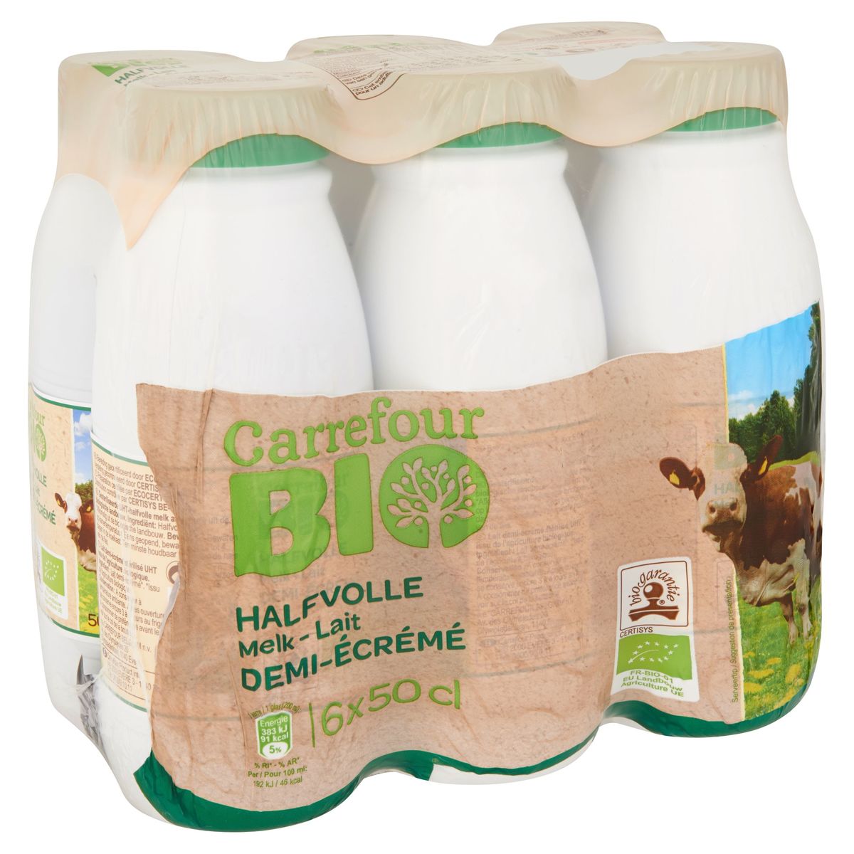 Carrefour Bio Lait Demi-Écrémé 6 x 50 cl