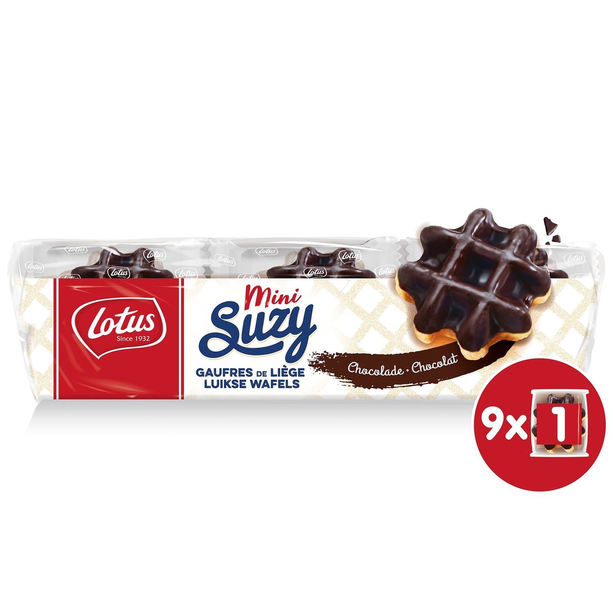 Lotus Mini Suzy Gaufres de Liège Chocolat 9 Pièces 292 g