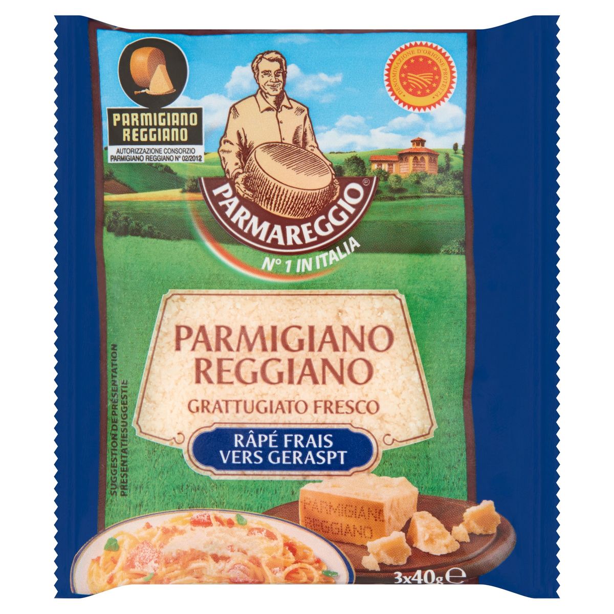 Parmareggio Parmigiano Reggiano Râpé Frais 3 x 40 g