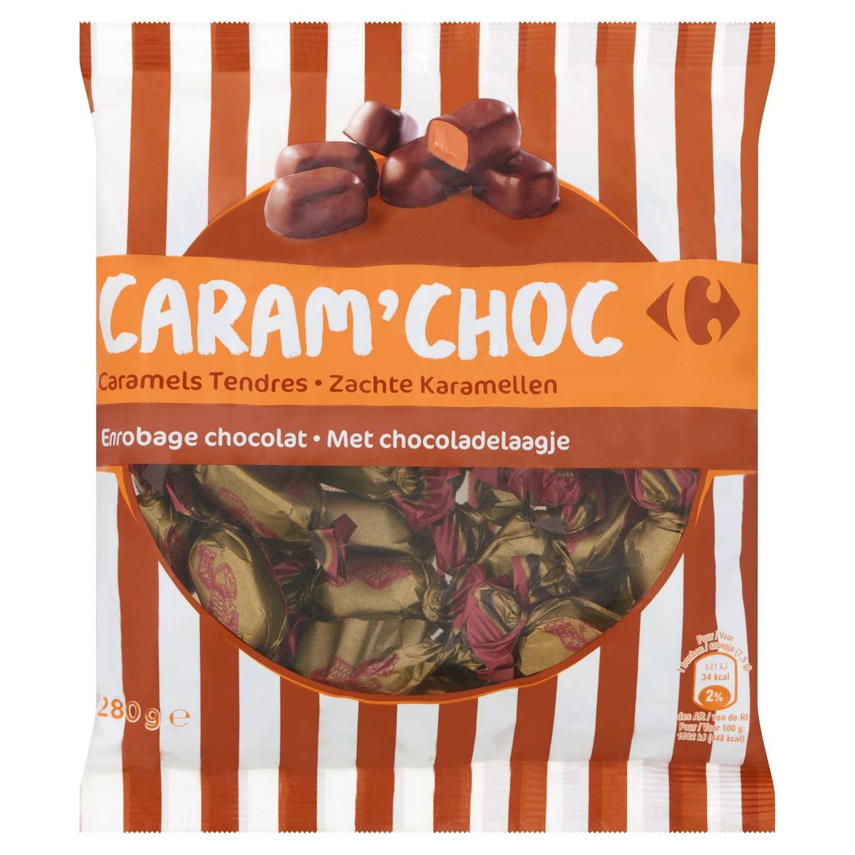 Carrefour Caram' Choc Zachte Karamellen met Chocoladelaagje 280 g