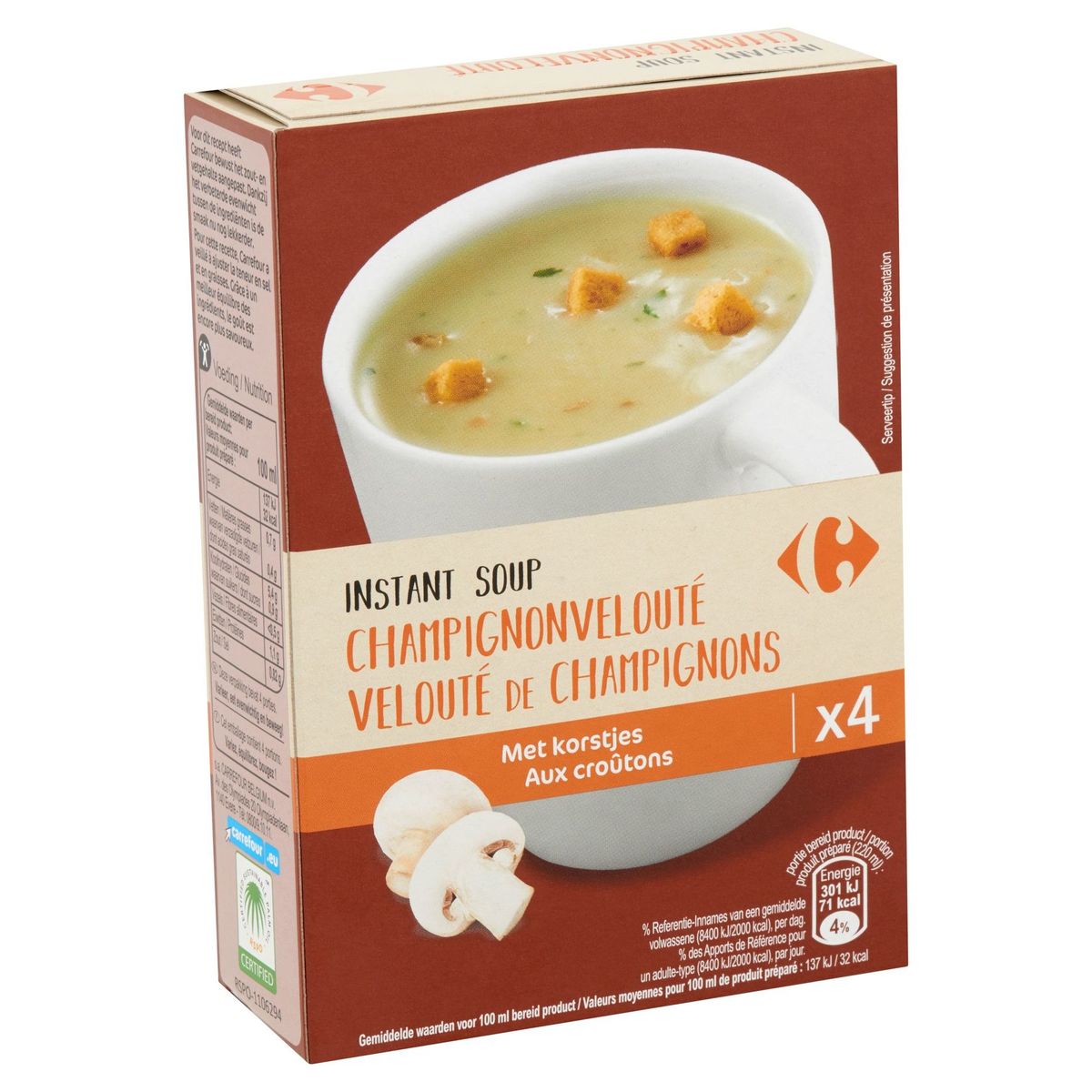 Carrefour Instant Soup Champignonvelouté met Korstjes 4 x 20 g