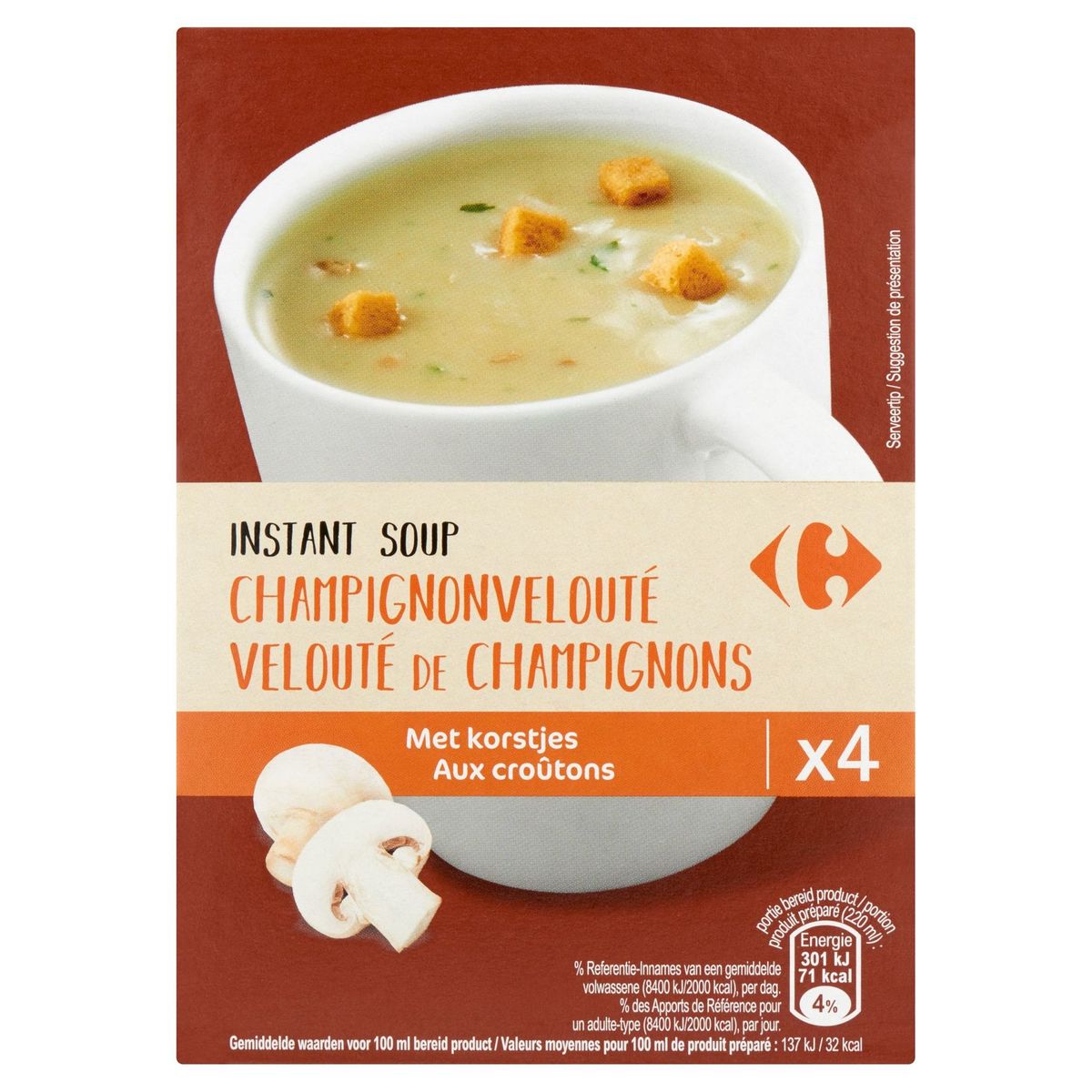 Carrefour Instant Soup Champignonvelouté met Korstjes 4 x 20 g