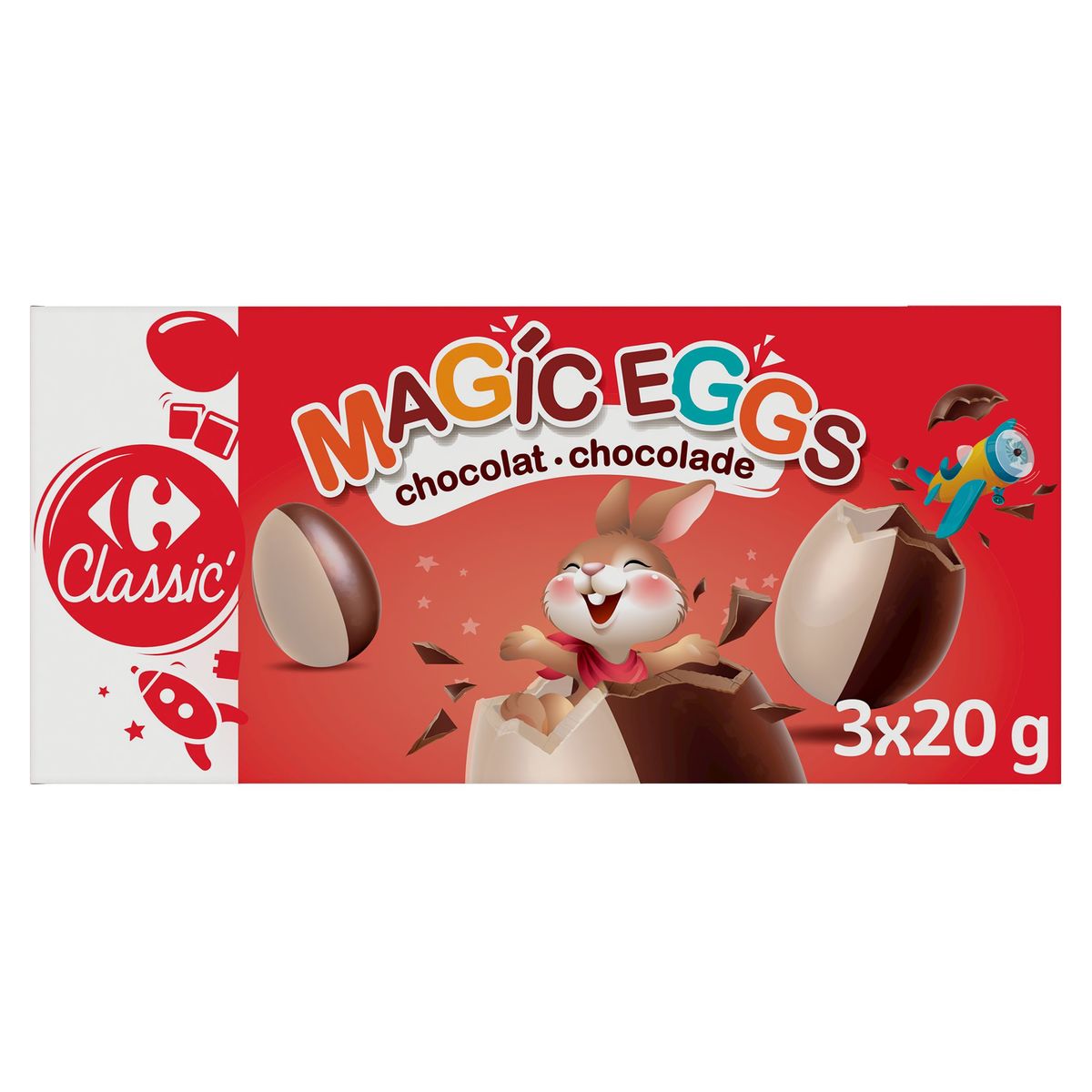 Carrefour Classic' Magic Eggs Chocolat 3 x 20 g