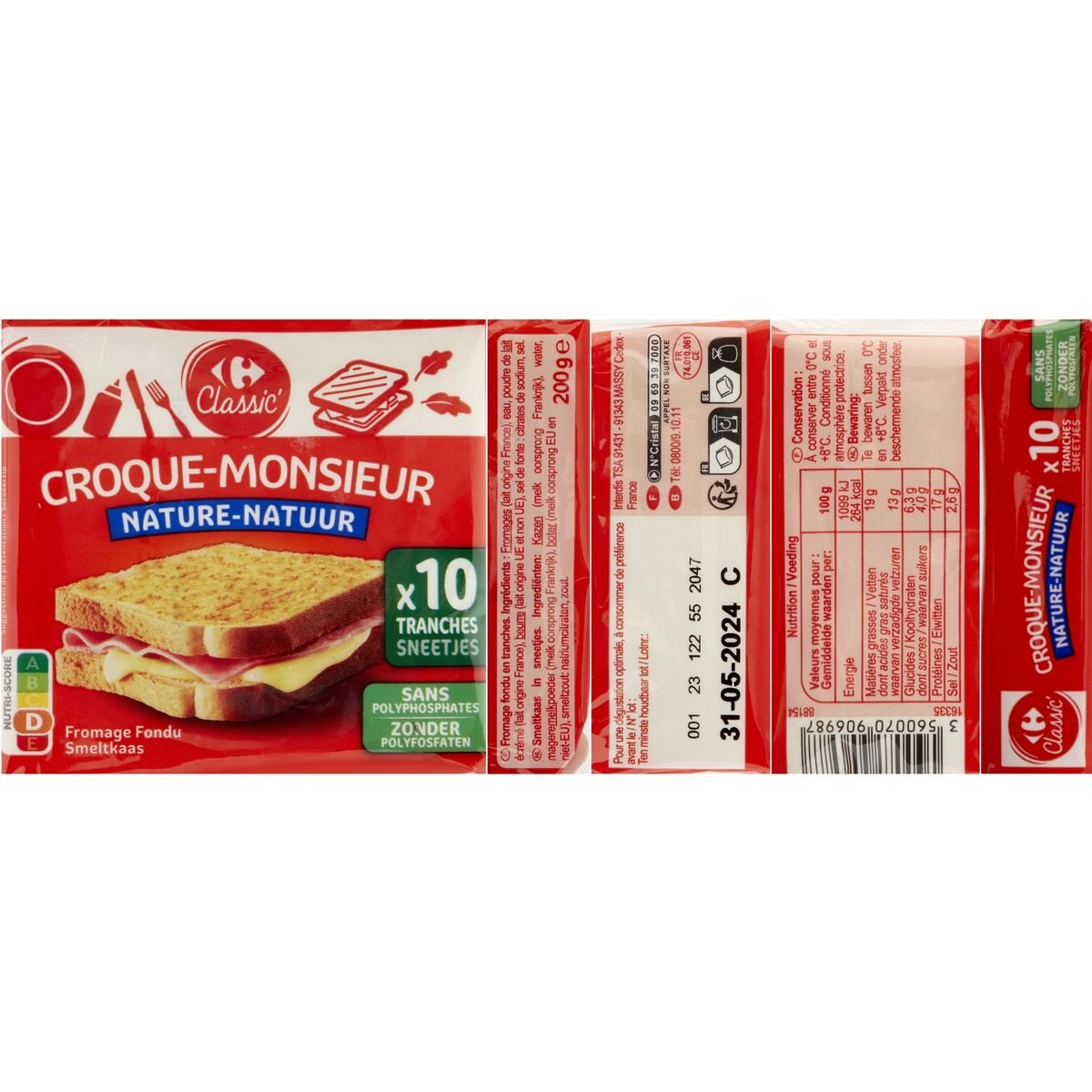 Carrefour Fromage Fondu 10 Tranches 200 g