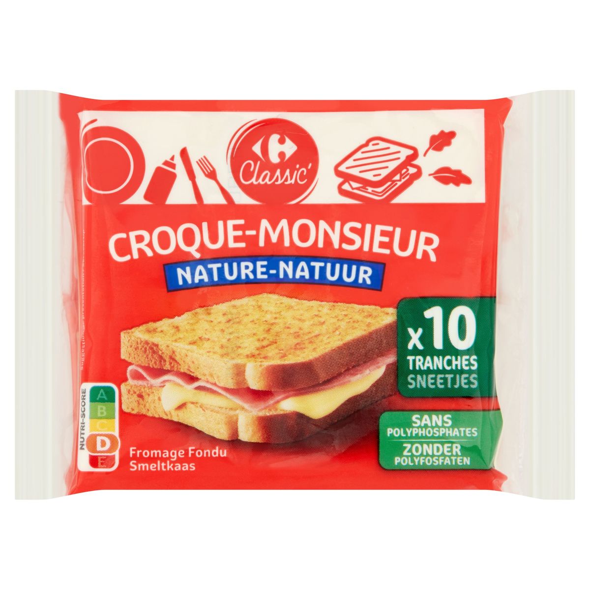 Carrefour Classic' Croque-Monsieur Nature Fromage Fondu 10 Tranches 200 g