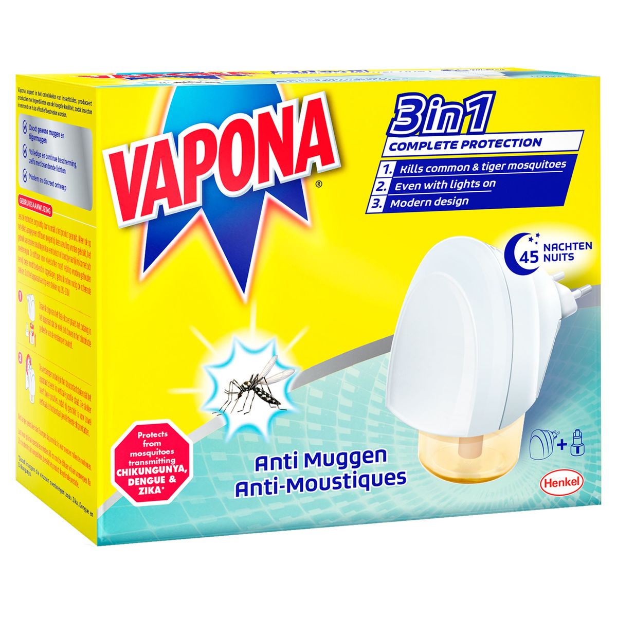 Vapona Elektrisch Anti Muggen Apparaat 3in1