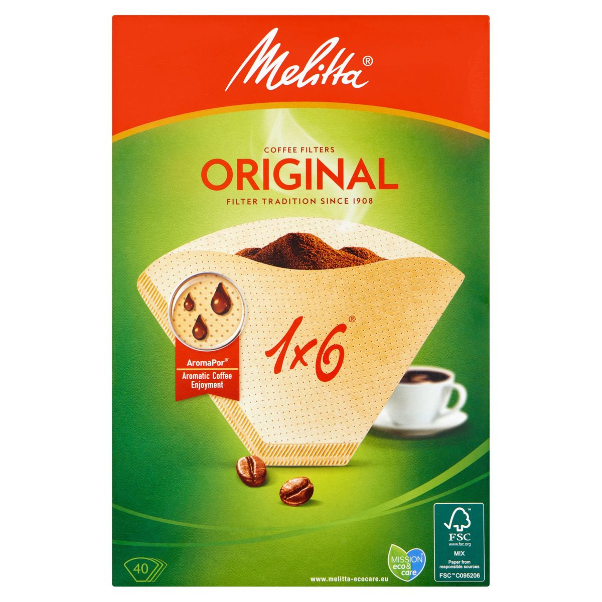 Melitta 1 x 6 Original Filtres à Café 40 Pièces