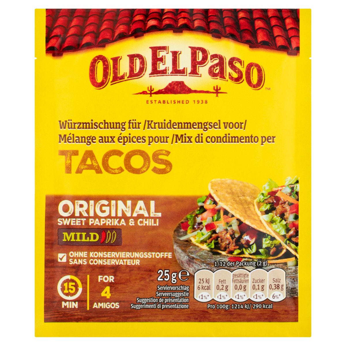 Old El Paso Kruidenmengsel Tacos Original Sweet Paprika Chili Mild 25g