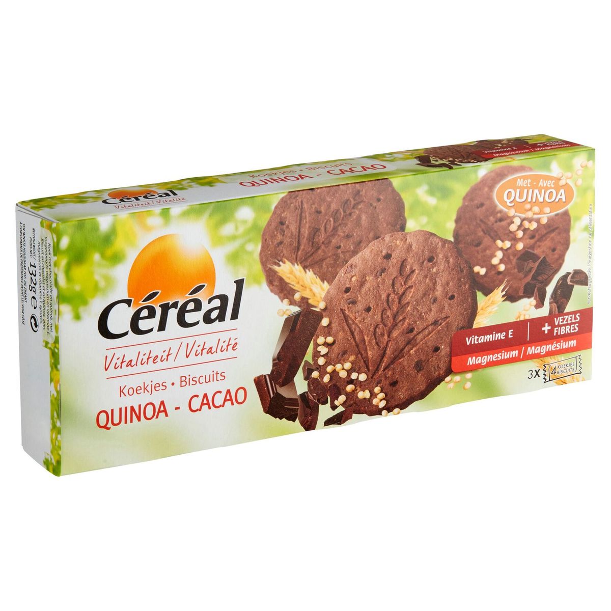 Céréal Vitalité Biscuits Quinoa - Cacao 3 x 4 Biscuits 132 g