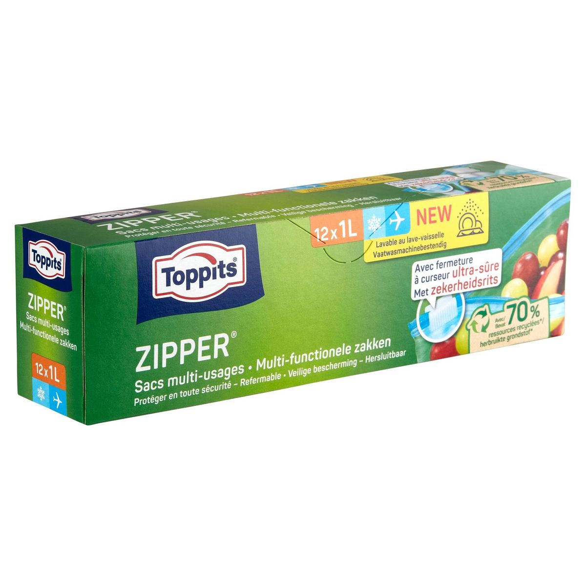 Toppits Zipper Sacs Multi-Usages 1 L 12 Pièces