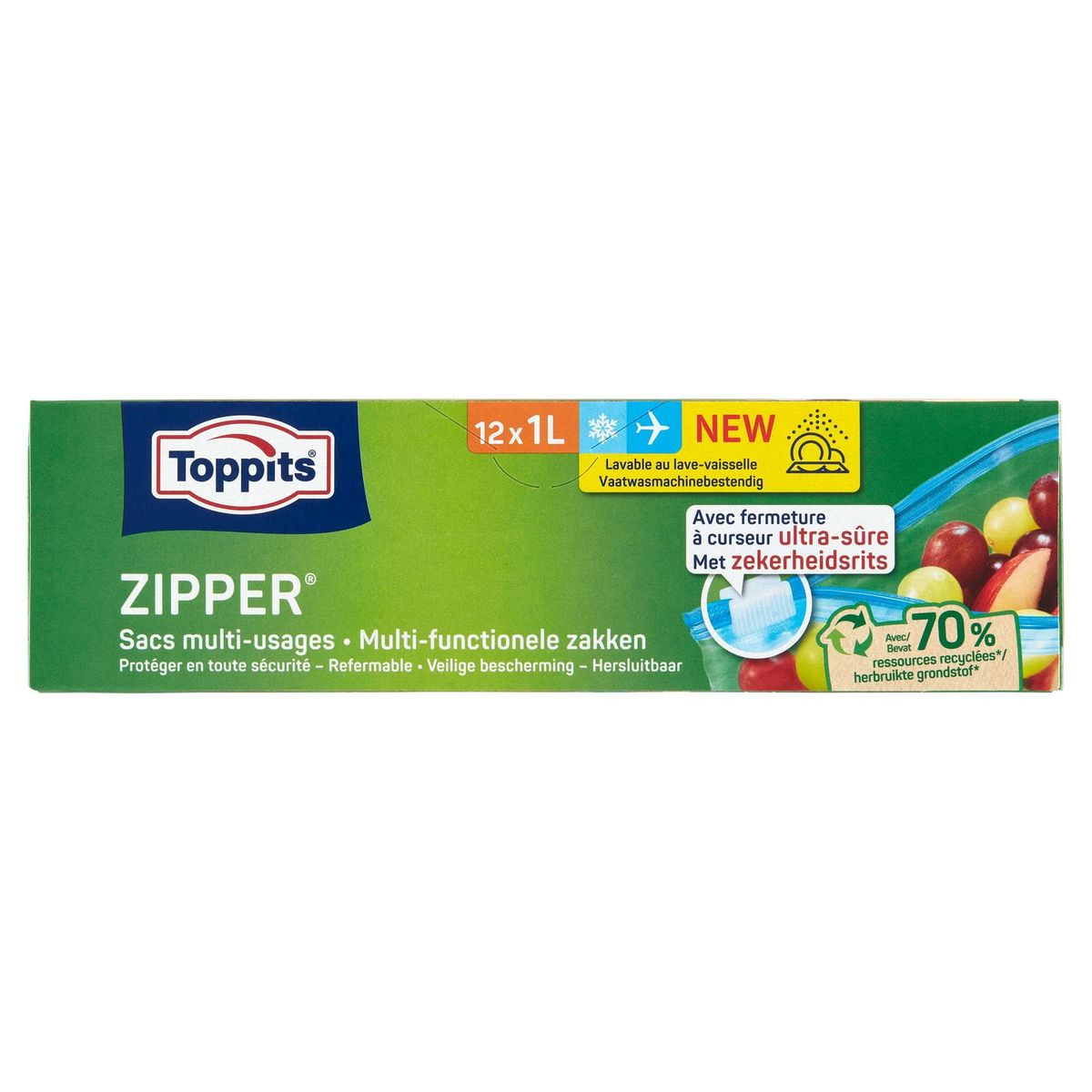 Toppits Zipper Sacs Multi-Usages 1 L 12 Pièces