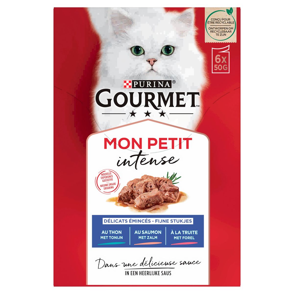 Gourmet Mon Petit met Tonijn, met Zalm, met Forel 6 x 50 g