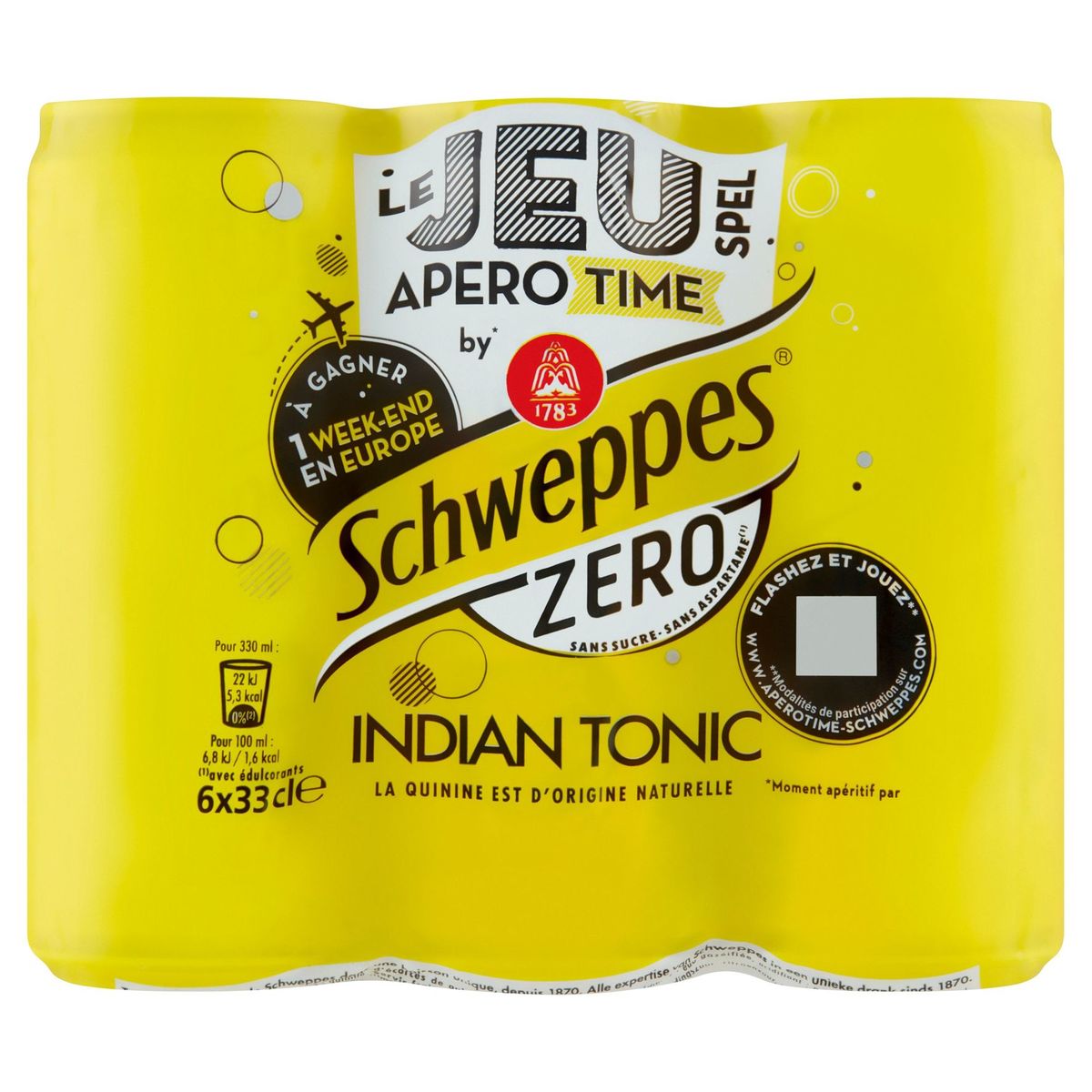 Schweppes Zero Indian Tonic 6 x 33 cl