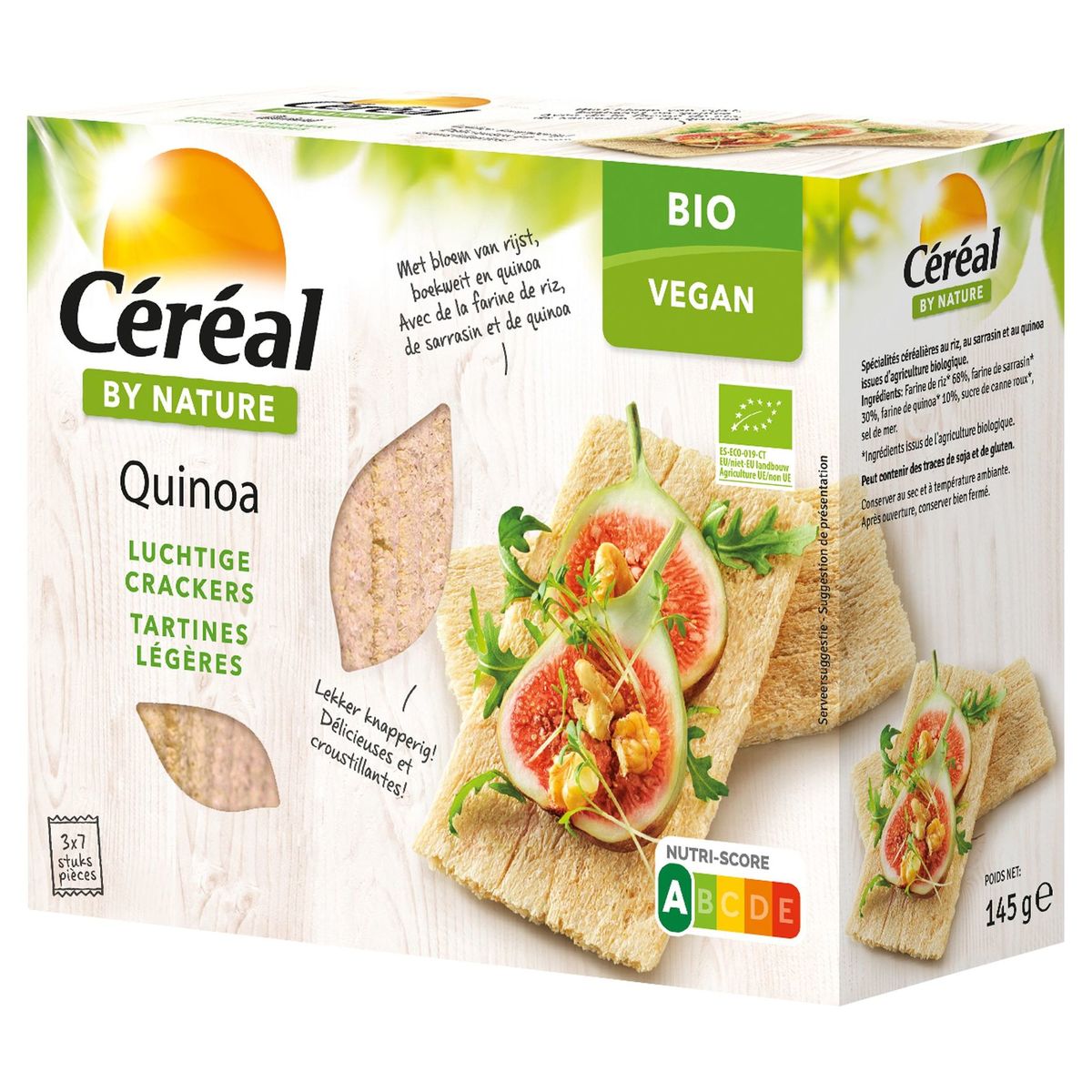 Céréal By Nature Bio Vegan Quinoa Luchtige Crackers 3 x 7 Stuks 145 g