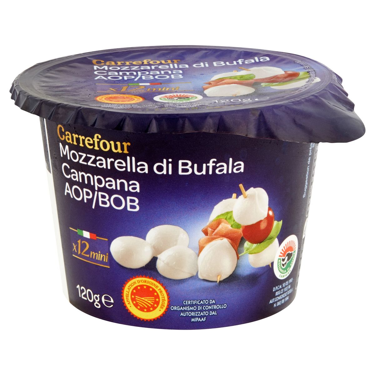Carrefour Mozzarella di Bufala Campana AOP x 12 Mini 120 g
