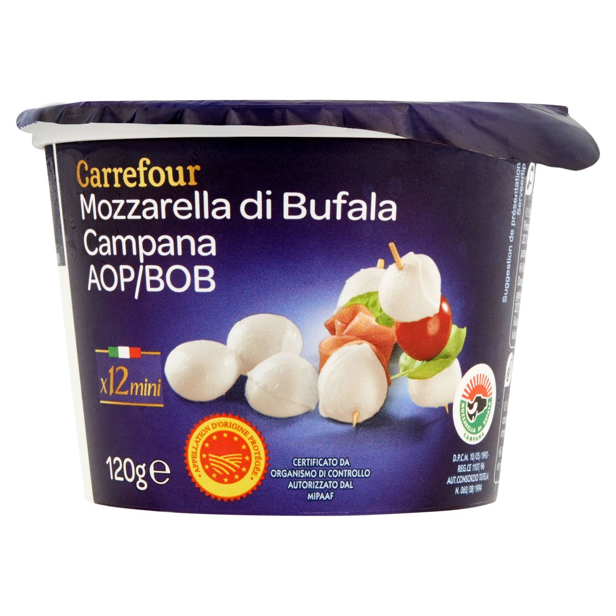 Carrefour Mozzarella di Bufala Campana AOP x 12 Mini 120 g