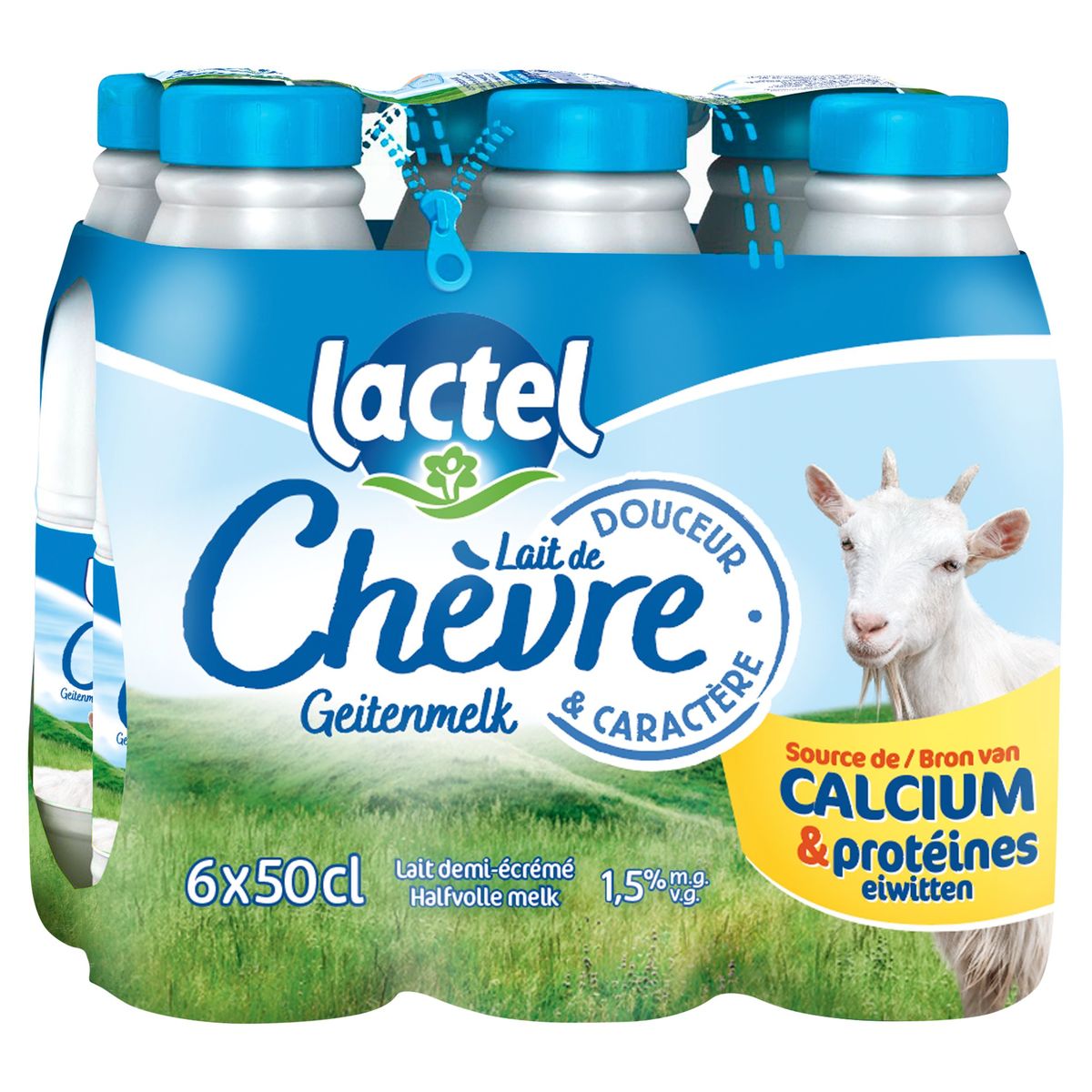 Lactel Lait de Chèvre Demi-Écrémé 1.5% M.G. 6 x 50 cl