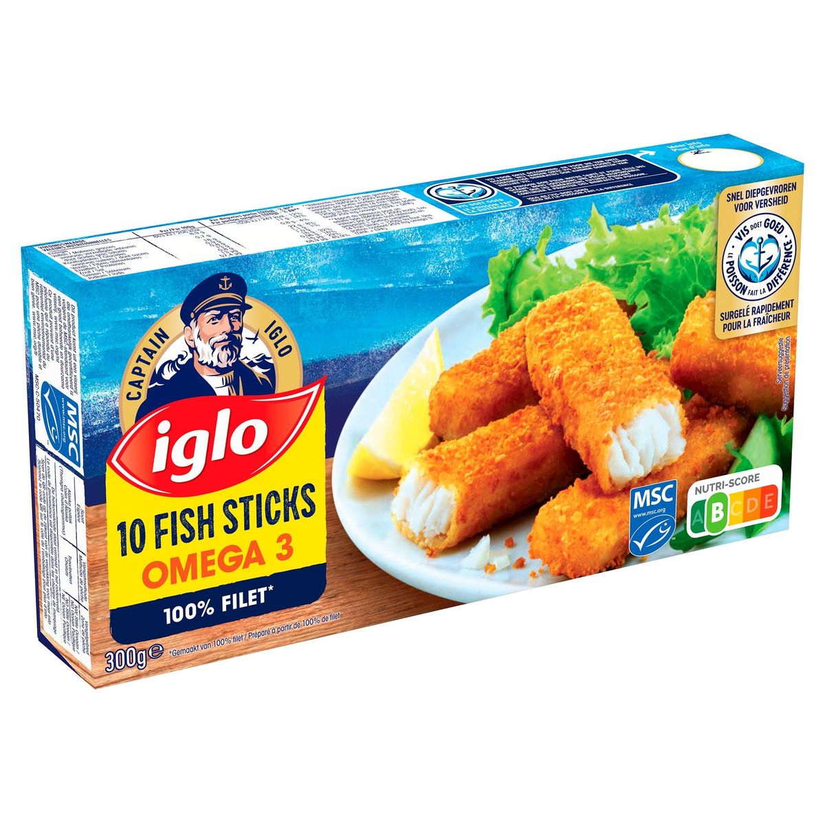 Captain Iglo Fish Sticks Omega 3 10 Pièces 300 g