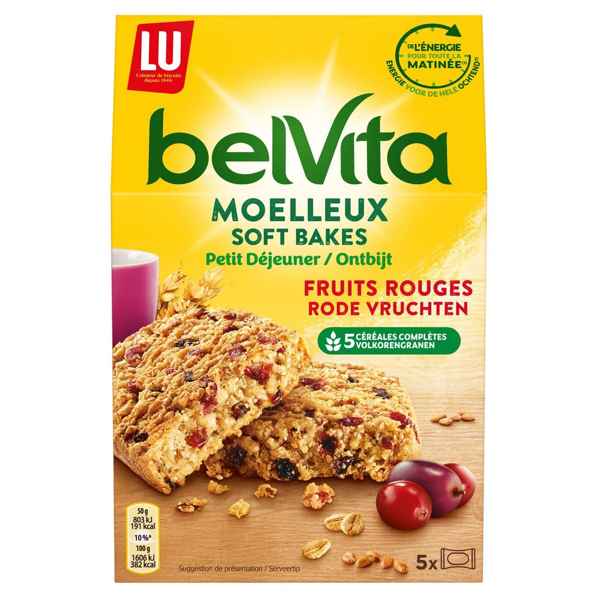 LU BelVita Petit Déjeuner Soft Baked Fruits Rouges 250 g