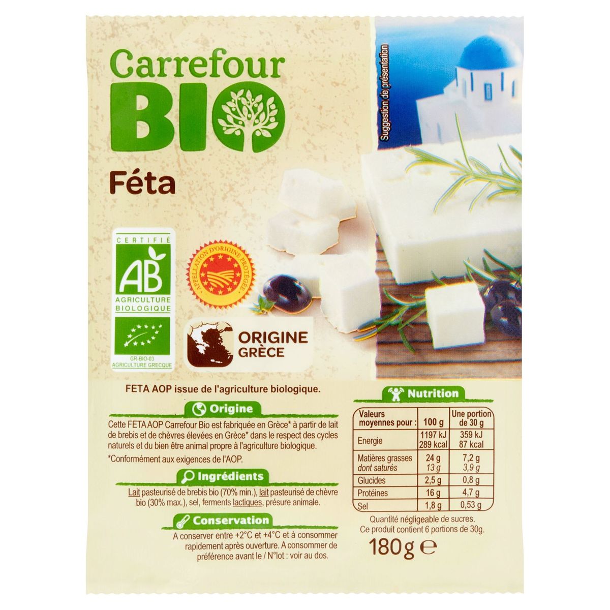 Carrefour Bio Féta 180 g